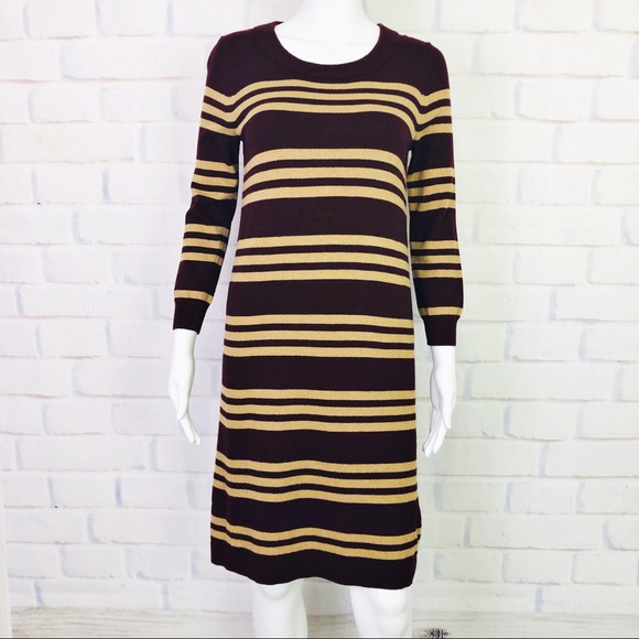 J. Crew Maroon Stripe Charley Sweater Dress - Picture 2 of 8